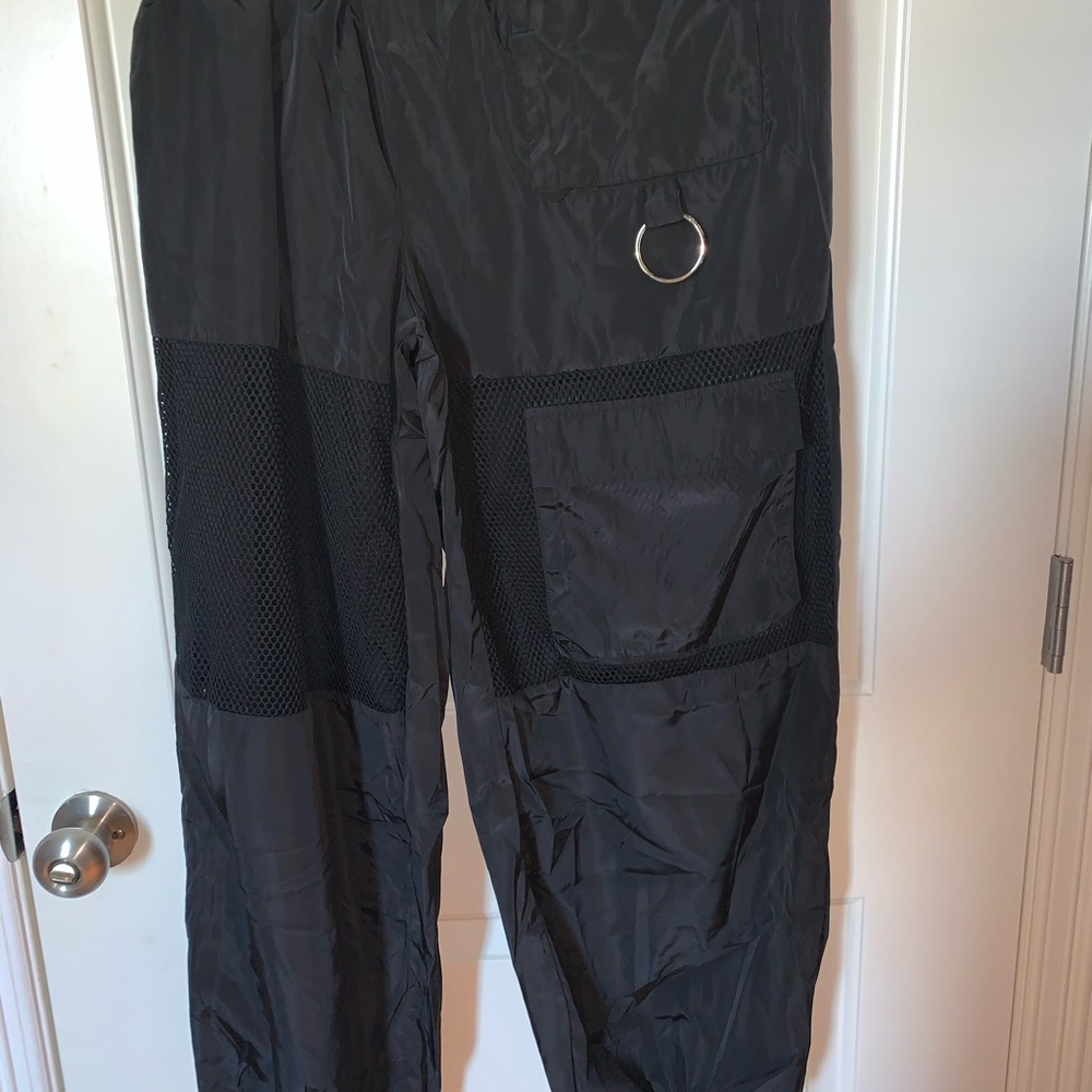 Black Mesh Windbreaker Pants